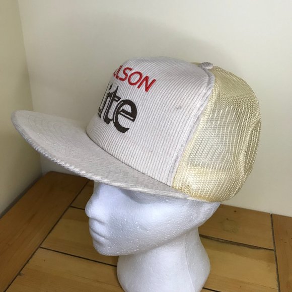 Molson Lite Logo Corduroy Mesh Back Trucker Hat Vintage Snapback Cap - Picture 2 of 7